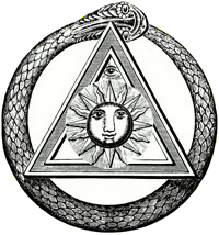 Illuminati Grandmaster Seal : Masonic/Qabalah Mystical symbol of endless serpent, Baal, eye of Horus & Triangle
