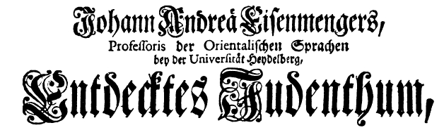Entdecktes Judenthum, Title page