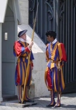Papal Swiss Guards in traditional unfiforms